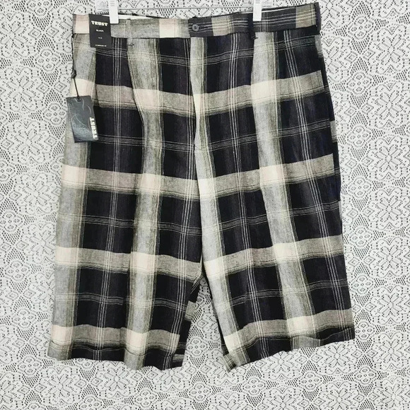 NWT Trust Linen Blend Plaid Men's Shorts 40 x 15 - Picture 1 of 6
